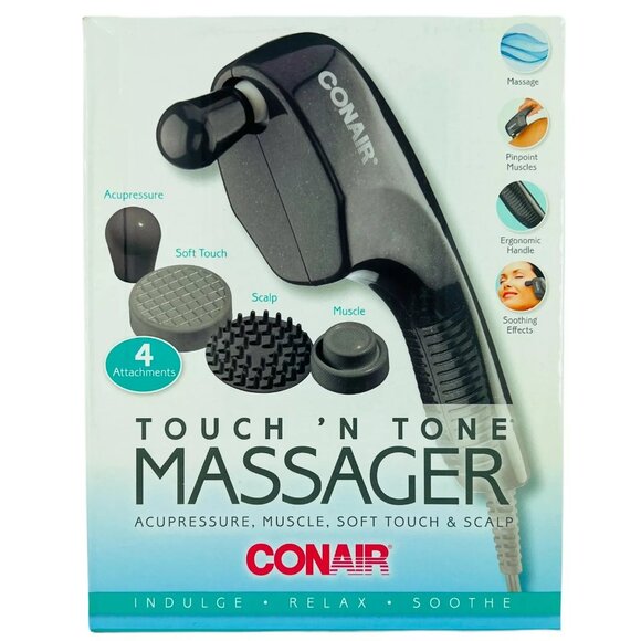 Conair Touch 'N Tone Handheld Massage Wand 4 Attachments Gentle Relax Gift - Picture 2 of 9